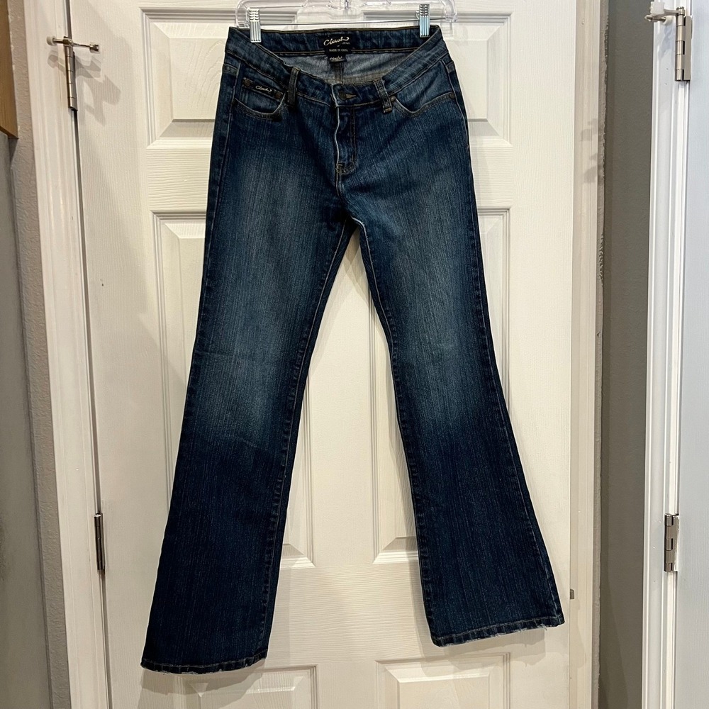 Clash Jeans Flare Denim Cotton Polyester Spandex Y2K McBling Retro Dark Wash 9